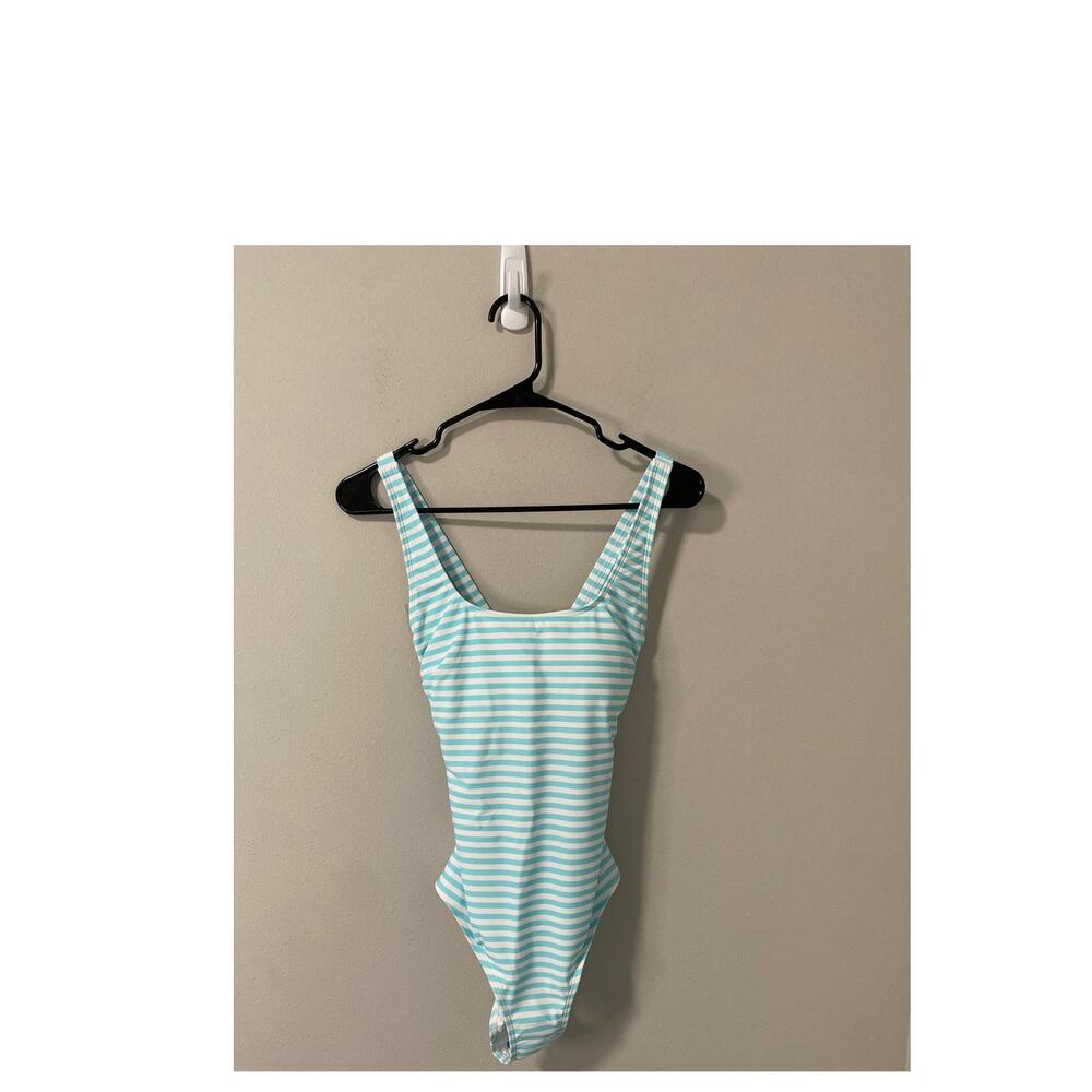 NWT Talbots Blue Striped One Piece Swimsuit Women's Size Large